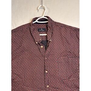Enro Mens 3X Big Burgundy Geometric Medallion Cotton Button Down Shirt Turkey